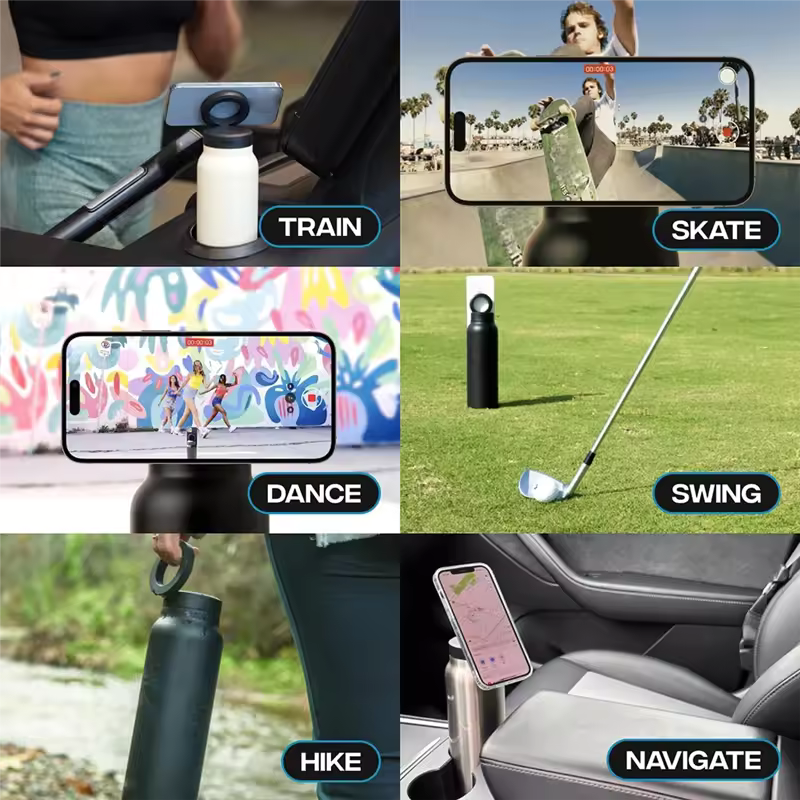 Sports Bottle with Magnetic Phone Holder